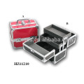 caixa de maquiagem de alumínio com 2 bandejas dentro do fabricante de China, com opções de cores diferentes